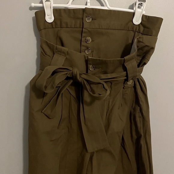 See by Chloe Ultra High Rise Khaki Straight Leg Pant With Two Button Rows Cotton - Picture 12 of 14